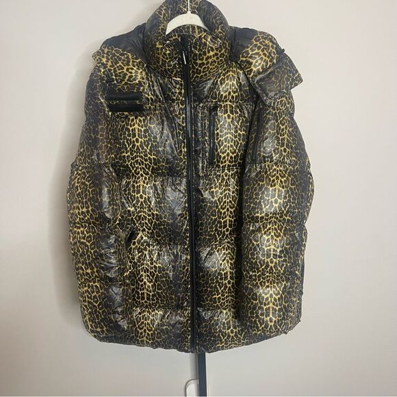 $725 The Kooples Leopard Print Puffer Jacket Coat NWT LARGE - Picture 6 of 11